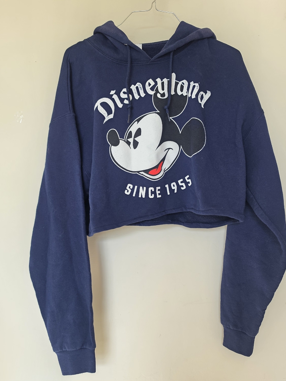 Disney Navy Cropped Hoodie Sweatshirt